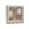Set quattro pezzi (2 biberon, clip e ciuccio) animal print beige