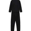 Set tuta active felpa girocollo e jogger con logo texturizzato nero