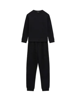 Set tuta active felpa girocollo e jogger con logo texturizzato nero