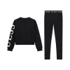 Set tuta felpa e leggings active stampa logo nero