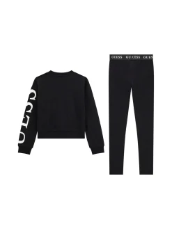 Set tuta felpa e leggings active stampa logo nero