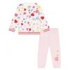 Set tuta felpa zip stampa cuori multicolor allover e jogger neonata ro