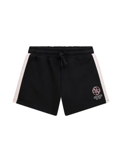Shorts in felpa con ricamo nero