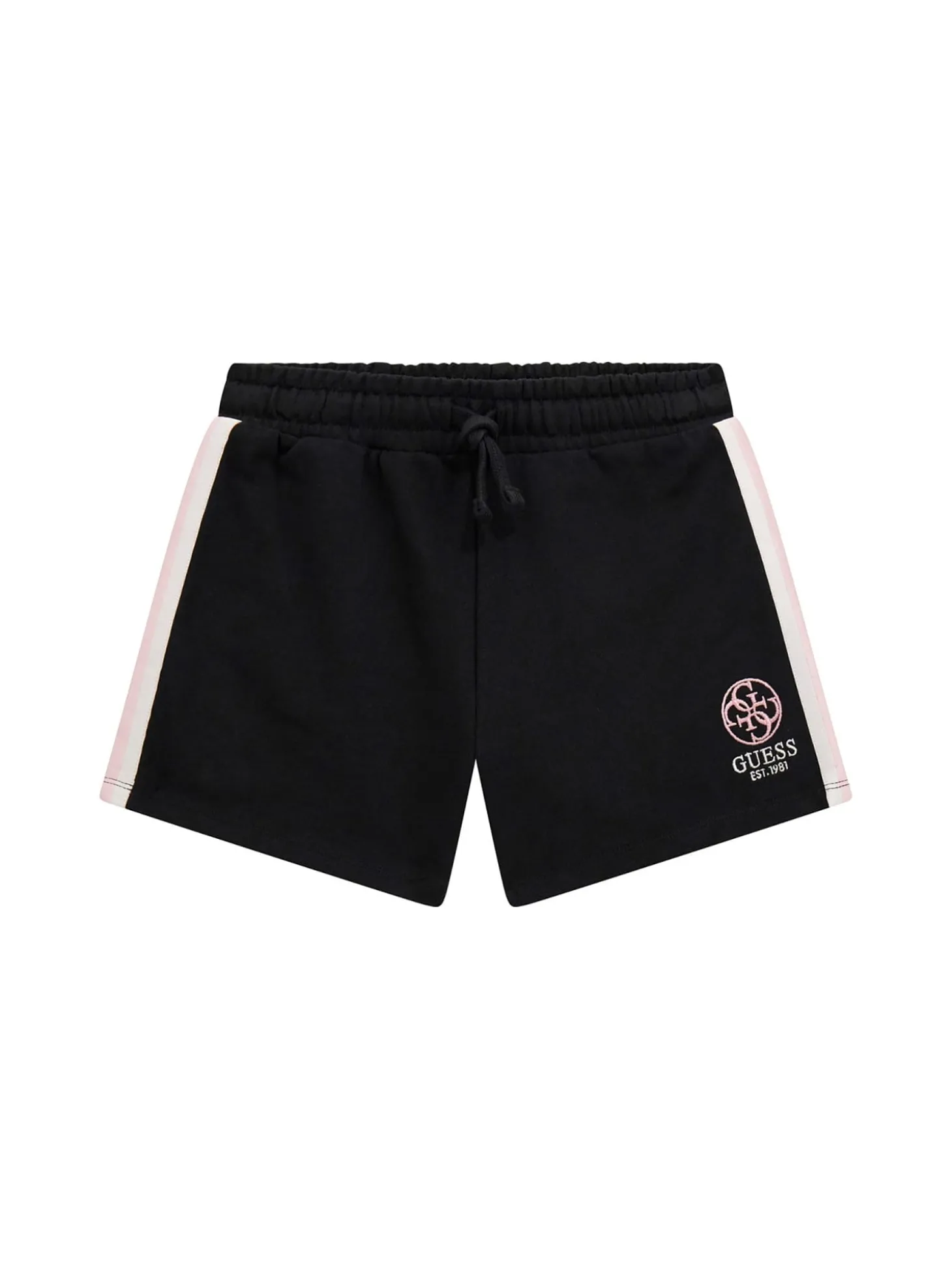 Shorts in felpa con ricamo nero
