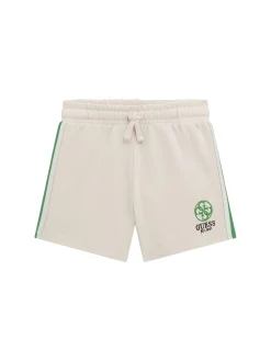 Shorts in felpa con ricamo panna