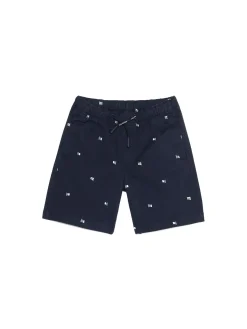 Shorts kids con bandierine allover blu
