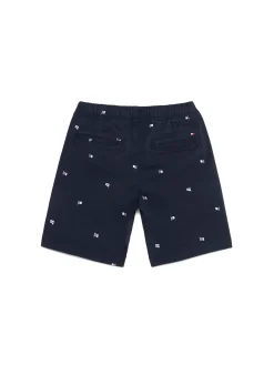 Shorts kids con bandierine allover blu
