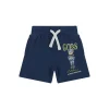 Shorts neonato in felpa con stampa teddy blu