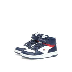 Sneaker kids alta con velcro e lacci blu/bianco