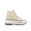 Sneakers alta con plateau beige
