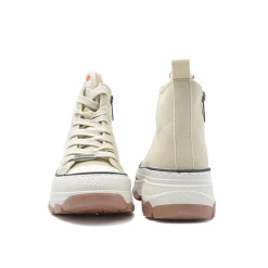 Sneakers alta con plateau beige