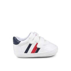 Sneakers bimbo velcro stripe blu/bianco