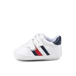 Sneakers bimbo velcro stripe blu/bianco
