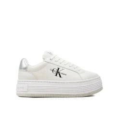 Sneakers bold platform e logo low bianco/argento