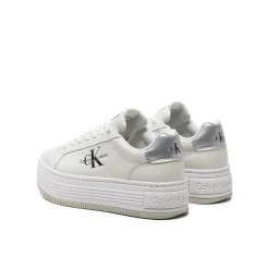 Sneakers bold platform e logo low bianco/argento