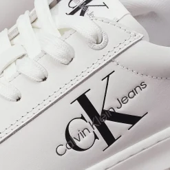 Sneakers chunky cupsole con logo laterale bianco/argento
