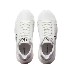 Sneakers chunky cupsole con logo laterale bianco/argento