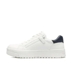 Sneakers con lacci e flag brand bianca