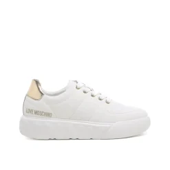 Sneakers con nappa e logo bianco/platino