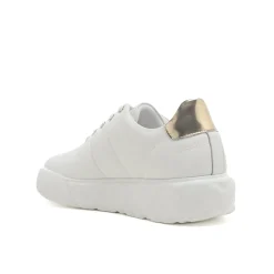 Sneakers con nappa e logo bianco/platino