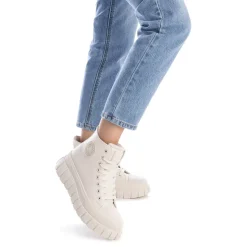 Sneakers con suola bold e cerniera beige