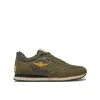 Sneakers ecopelle e mesh con aquila turrita e ricamo posteriore verde