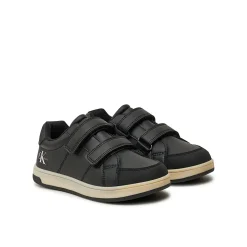 Sneakers junior con chiusura a velcro con logo posteriore nero