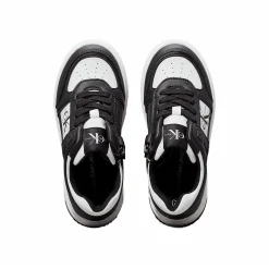 Sneakers junior in ecopelle nero/bianco