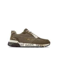 Sneakers mesh con ricamo aquila turrita taupe/beige