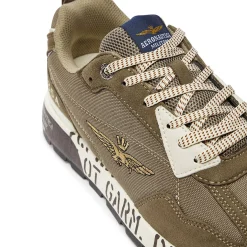 Sneakers mesh con ricamo aquila turrita taupe/beige