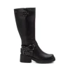 Stivale alto biker con fibbie nero