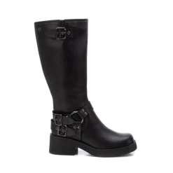 Stivale alto biker con fibbie nero