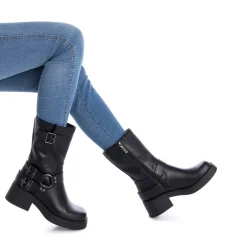 Stivaletti biker con fibbie nero