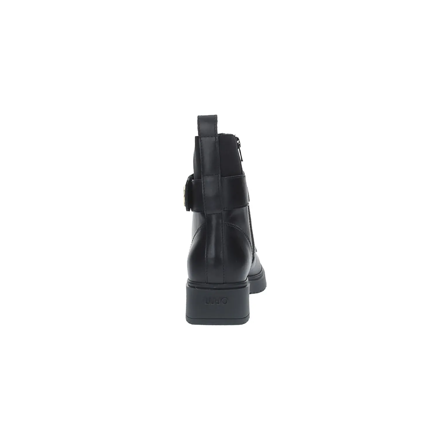 Stivaletto combat boot con zip e logo laterale nero