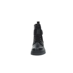Stivaletto combat boot con zip e logo laterale nero