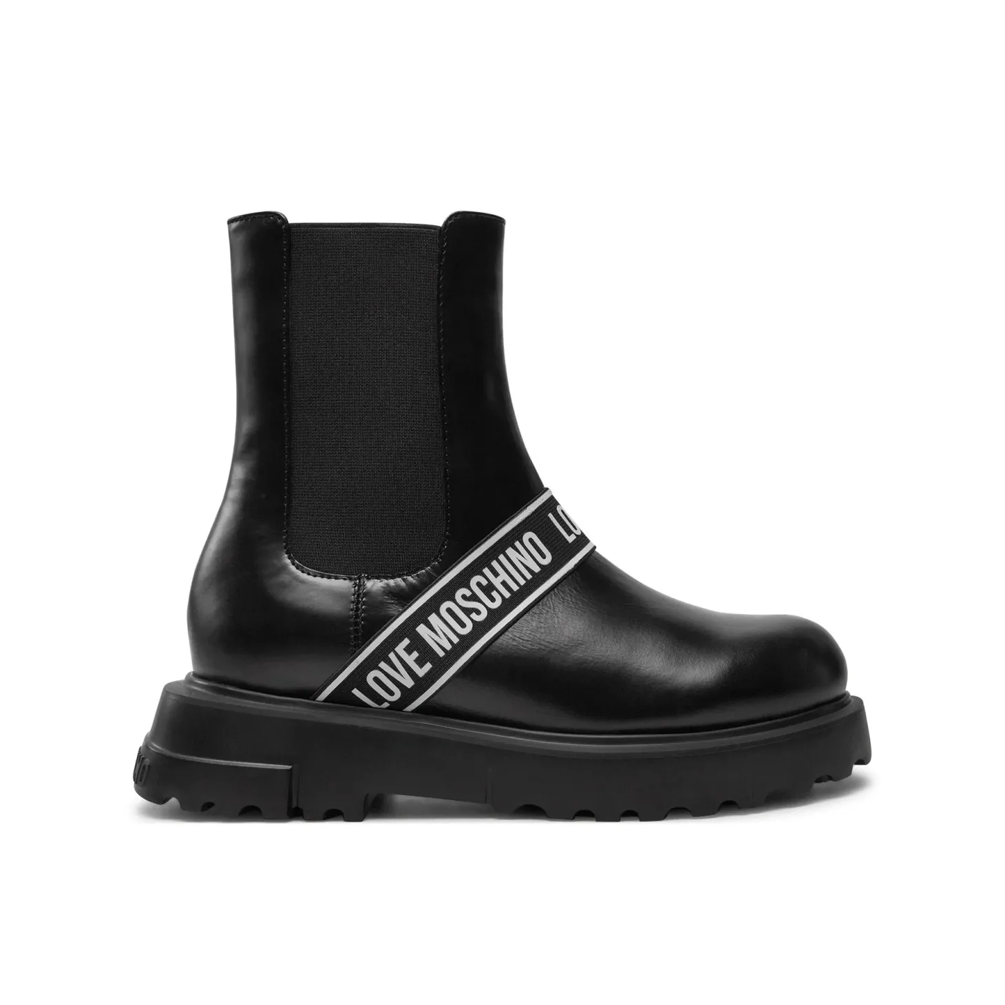 Stivaletto con fascia con logo nero