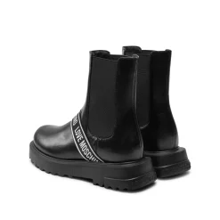 Stivaletto con fascia con logo nero