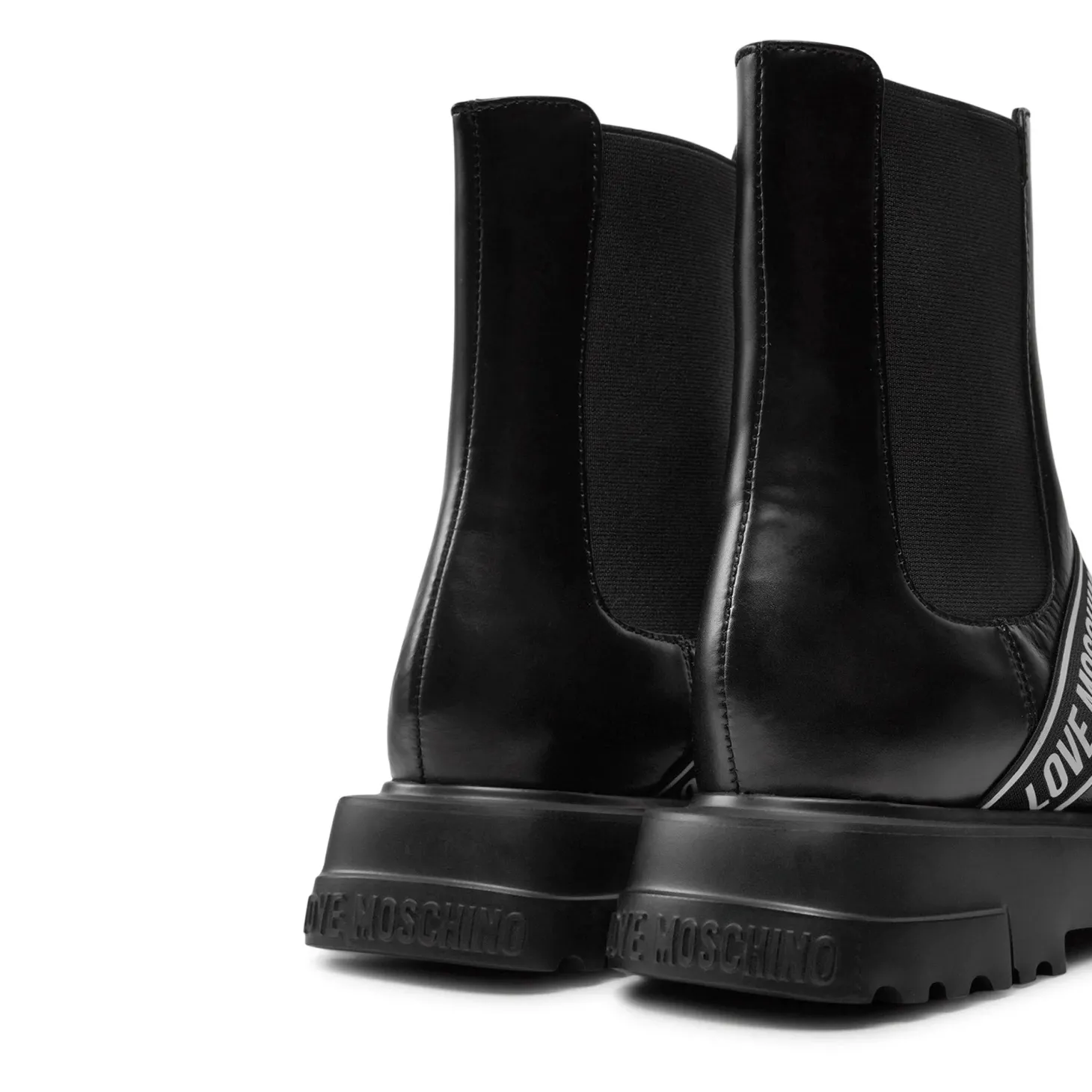 Stivaletto con fascia con logo nero