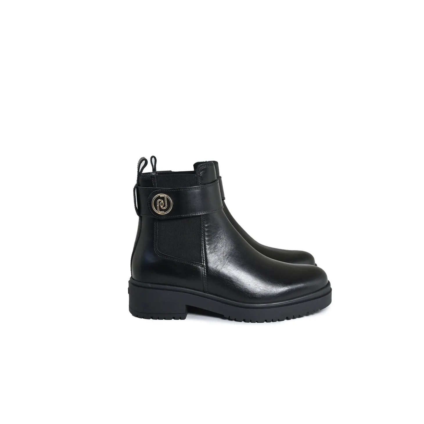 Stivaletto modello beatles con logo metallico nero