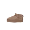 Stivaletto platform suede con fodera in lana taupe