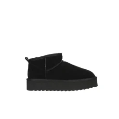 Stivaletto platform suede con fodera in lana nero