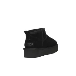Stivaletto platform suede con fodera in lana nero