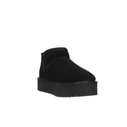 Stivaletto platform suede con fodera in lana nero