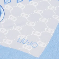 Stola con stampa logo monogram celeste
