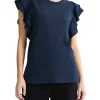 T- shirt con maniche con rouches blu