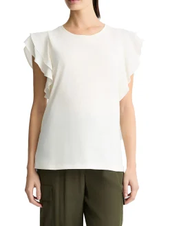 T- shirt con maniche con rouches bianco