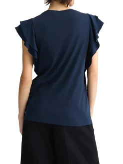 T- shirt con maniche con rouches blu