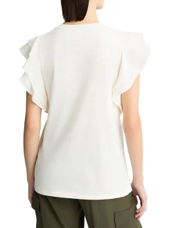 T- shirt con maniche con rouches bianco