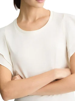 T- shirt con maniche con rouches bianco
