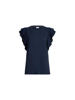 T- shirt con maniche con rouches blu